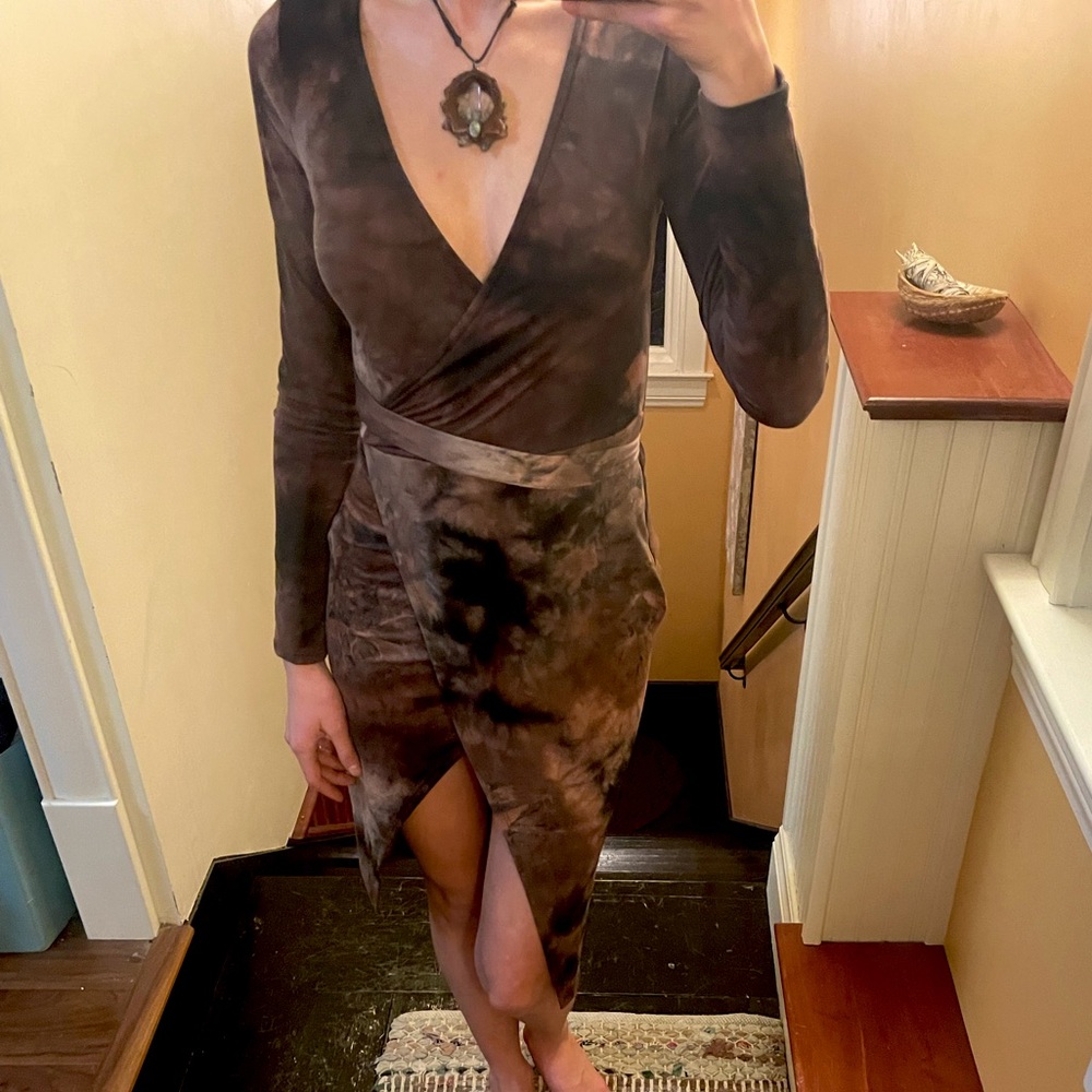 Slit tie dye dress